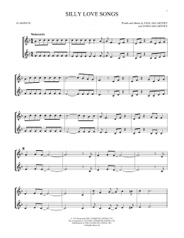 page one of Silly Love Songs (Clarinet Duet)
