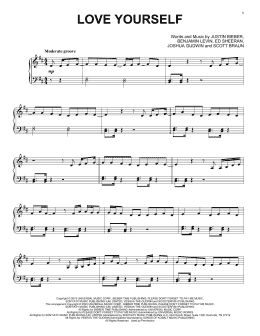 page one of Love Yourself (Piano Solo)