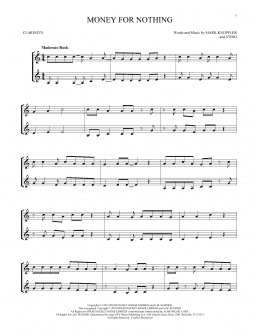 page one of Money For Nothing (Clarinet Duet)