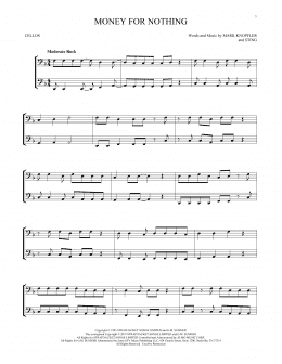 page one of Money For Nothing (Cello Duet)