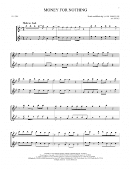 page one of Money For Nothing (Flute Duet)