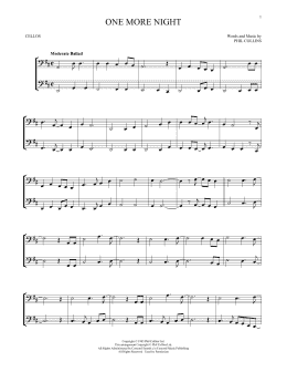 page one of One More Night (Cello Duet)