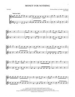 page one of Money For Nothing (Violin Duet)