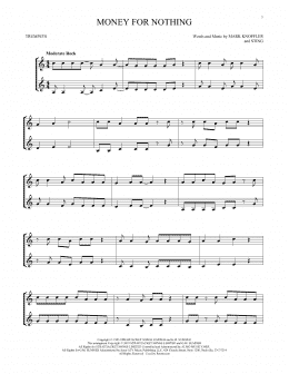 page one of Money For Nothing (Trumpet Duet)
