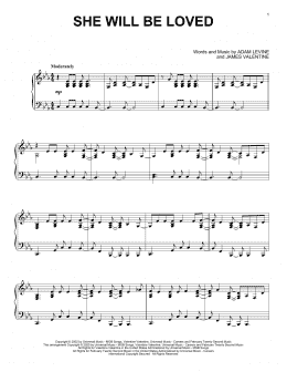 page one of She Will Be Loved (Piano Solo)