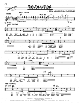page one of Revolution [Jazz version] (Real Book – Melody, Lyrics & Chords)