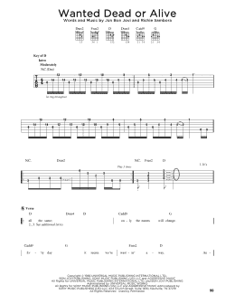 page one of Wanted Dead Or Alive (Guitar Lead Sheet)