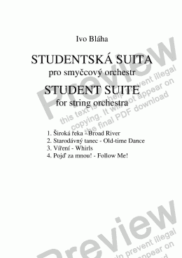 page one of STUDENTSKÁ SUITA pro smyčce - STUDENT SUITE for strings