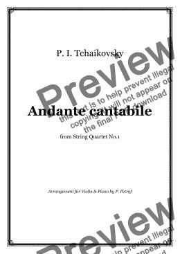 page one of Tchaikovsky - Andante cantabile - violin & piano