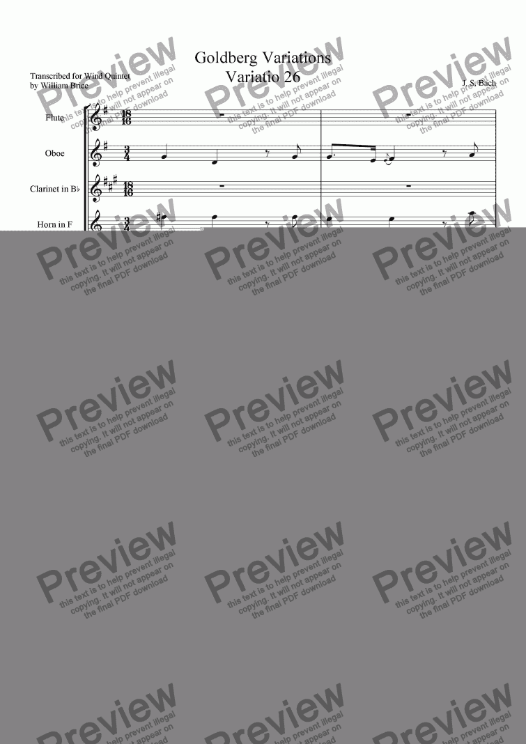 page one of Goldberg Variations -- Variatio 26