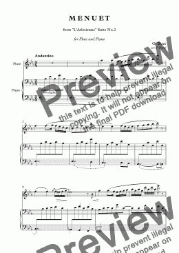 page one of Bizet - MENUET from L'Arlesienne Suite No.2 - flute and piano