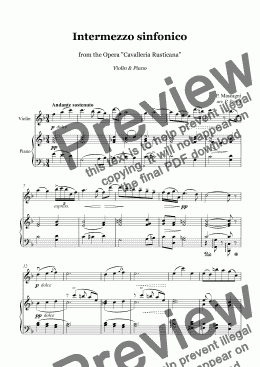page one of Mascagni - Intermezzo from ''Cavalleria Rusticana'' - violin and piano