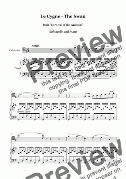 page one of Saint-Sans - The Swan - cello and piano