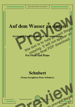 page one of Schubert-Auf dem Wasser zu singen,for Flute and Piano