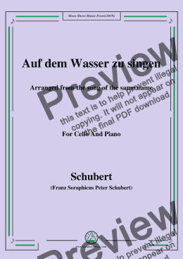 page one of Schubert-Auf dem Wasser zu singen,for Cello and Piano