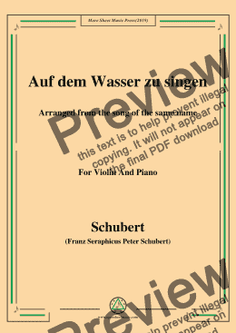 page one of Schubert-Auf dem Wasser zu singen,for Violin and Piano