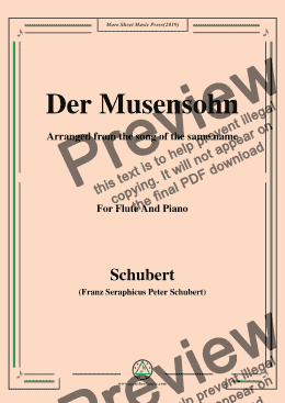 page one of Schubert-Der Musensohn,for Flute and Piano