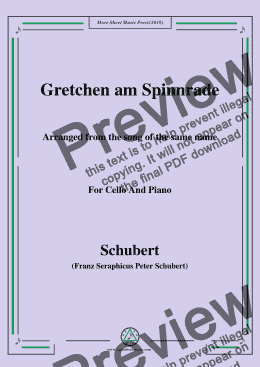 page one of Schubert-Gretchen am Spinnrade,for Cello and Piano