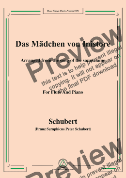 page one of Schubert-Das Mädchen von Inistore,for Flute and Piano
