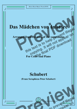 page one of Schubert-Das Mädchen von Inistore,for Cello and Piano