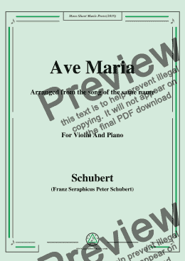 page one of Schubert-Ave maria,for Violin and Piano