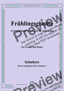 page one of Schubert-Frühlingsglaube,for Violin and Piano