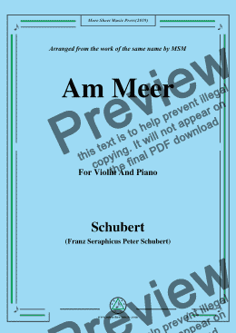 page one of Schubert-Am meer,for Violin and Piano