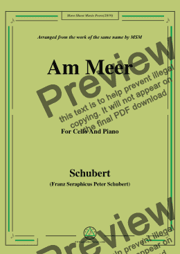 page one of Schubert-Am meer,for Cello and Piano