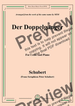page one of Schubert-Doppelgänger,for Cello and Piano