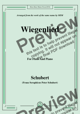 page one of Schubert-Wiegenlied,for Flute and Piano