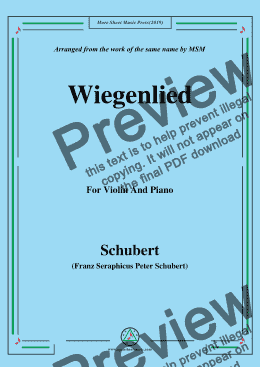 page one of Schubert-Wiegenlied,for Violin and Piano