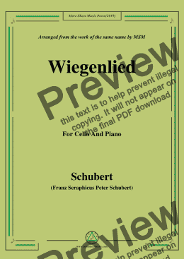 page one of Schubert-Wiegenlied,for Cello and Piano