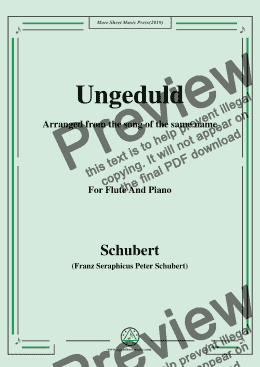 page one of Schubert-Ungeduld,for Flute and Piano