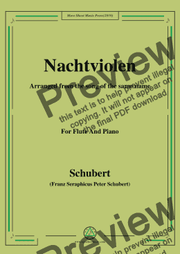 page one of Schubert-Nachtviolen,for Flute and Piano