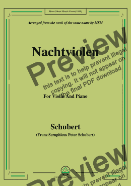 page one of Schubert-Nachtviolen,for Violin and Piano