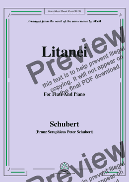 page one of Schubert-Litanei,for Flute and Piano