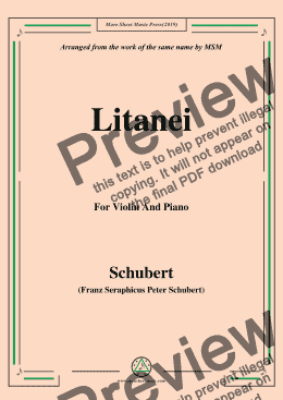 page one of Schubert-Litanei,for Violin and Piano
