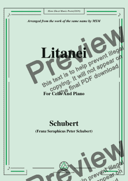 page one of Schubert-Litanei,for Cello and Piano