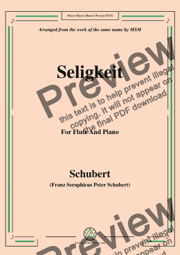 page one of Schubert-Seligkeit,for Flute and Piano