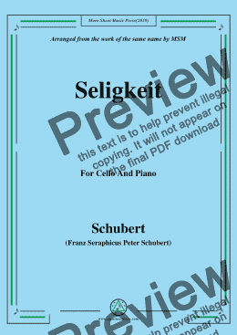 page one of Schubert-Seligkeit,for Cello and Piano