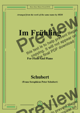 page one of Schubert-Im Frühling,for Flute and Piano
