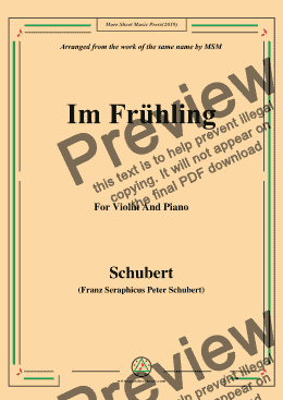 page one of Schubert-Im Frühling,for Violin and Piano