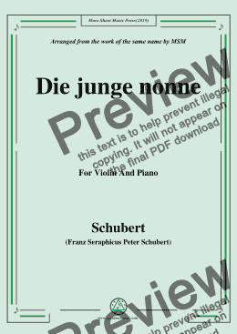 page one of Schubert-Die junge nonne,for Violin and Piano