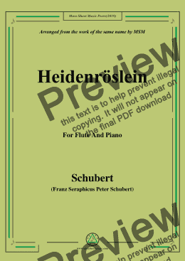 page one of Schubert-Heidenröslein,for Flute and Piano
