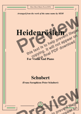 page one of Schubert-Heidenröslein,for Violin and Piano