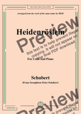 page one of Schubert-Heidenröslein,for Cello and Piano