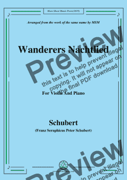 page one of Schubert-Wanderers Nachtlied,for Violin and Piano