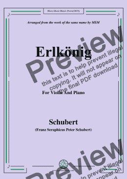 page one of Schubert-Erlkönig,for Violin and Piano