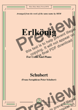 page one of Schubert-Erlkönig,for Cello and Piano
