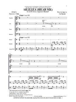page one of Sililiza (Hear Me) (SATB Choir)